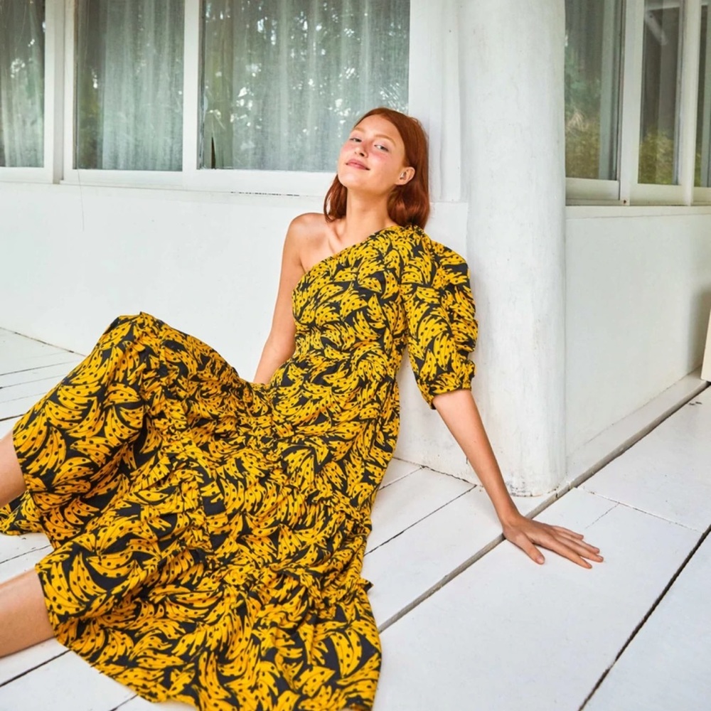 Black spotted  bananas midi dress from FARM RIO